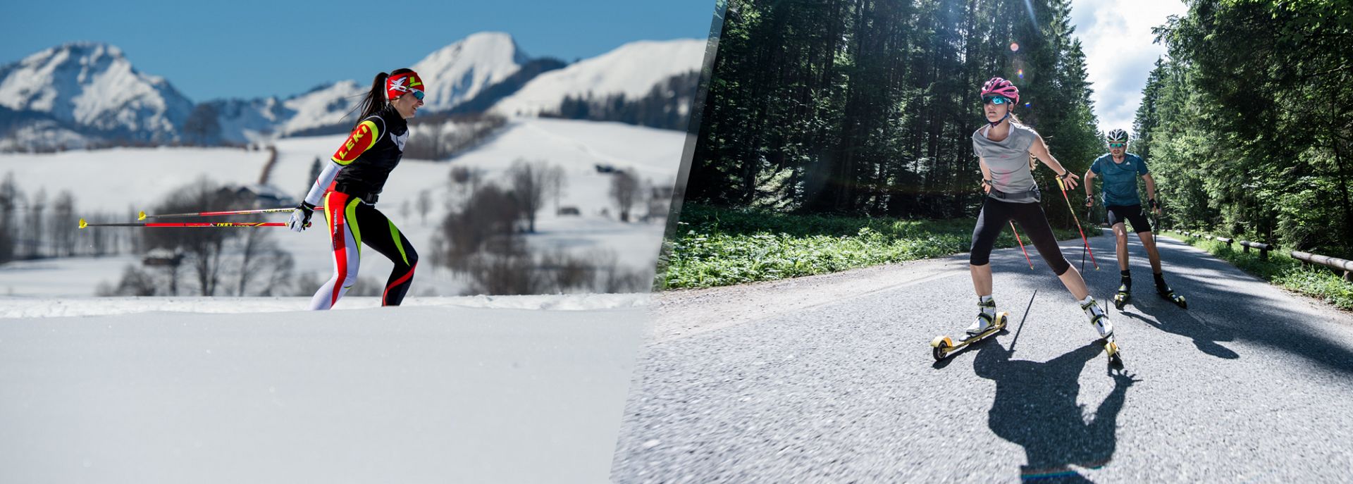 Athletes using Leki poles with the fin vario technology