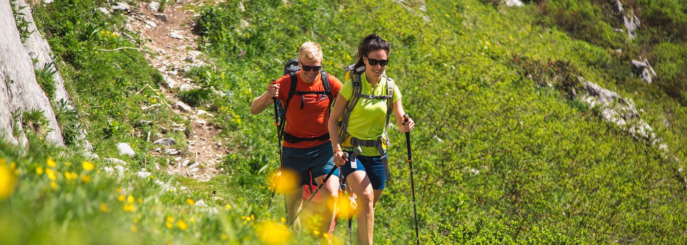 A couple hiking with LEKI Poles