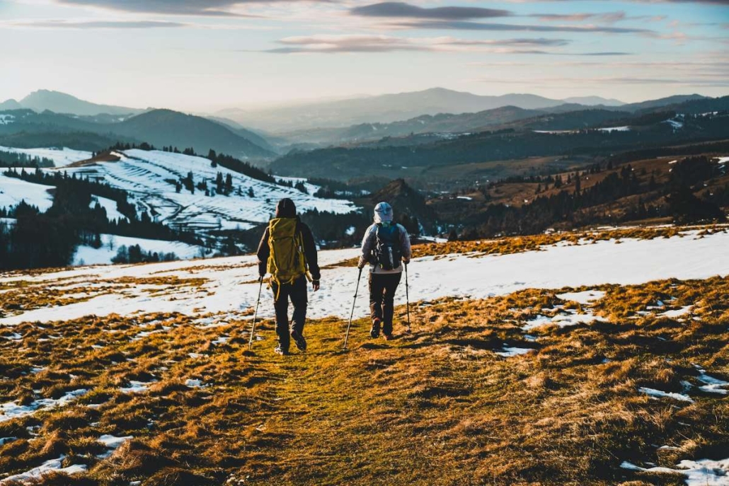 Two men hiking in the mountains