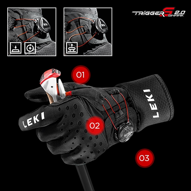 Leki Gloves trigger shark boa system